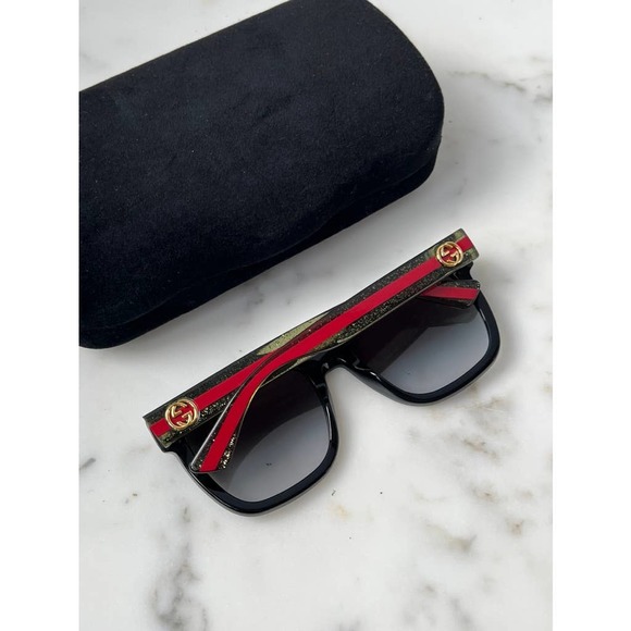 NEW Gucci GG0034SN Glitter Arm Black Sunglasses - Picture 5 of 10